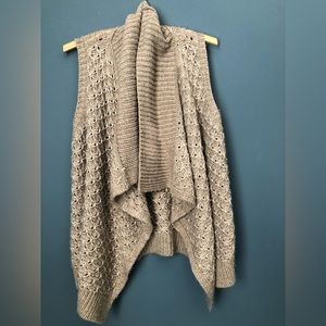 LOFT Women’s Open Front Thick Knit Wool Blend Sweater Vest Cowl Neck